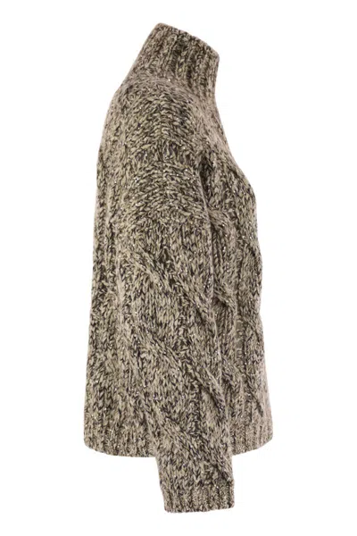 Brunello Cucinelli Women Wool And Cashmere Sweater With Sequins In Gray