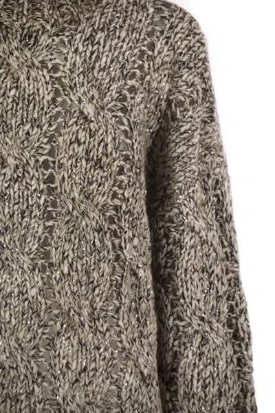 Brunello Cucinelli Women Wool And Cashmere Sweater With Sequins In Gray