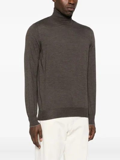 Brunello Cucinelli Wool Blend Turtleneck Sweater Clothing In Gray