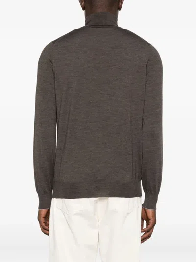 Brunello Cucinelli Wool Blend Turtleneck Sweater Clothing In Gray