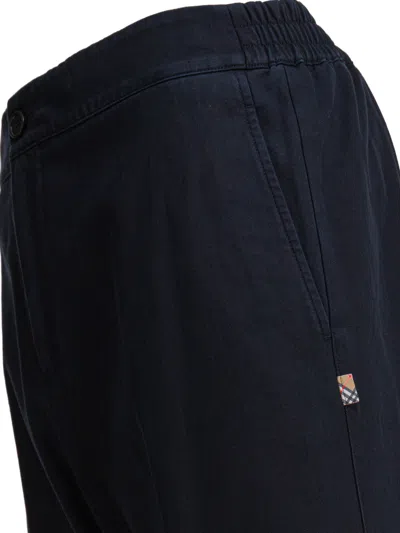 Burberry Tailored Trousers With Distinctive Check Details In Blue