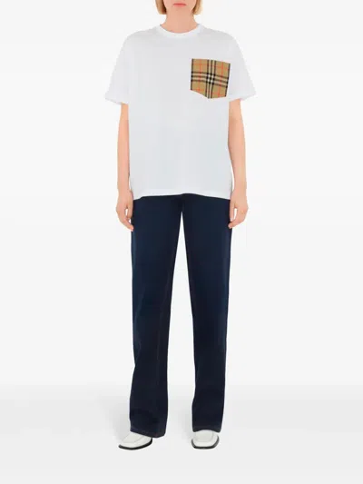 Burberry Contrast-pocket Short-sleeve Cotton T-shirt In White