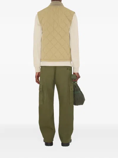 Burberry Quilted Vest Ribbed Collar Sleeveless In Brown