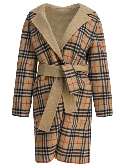 Burberry Women Reversible Wool Coat In Brown