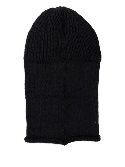 C.p. Company Black Knit Ski Mask With Logo Detail On The Front In Wool Man In Black
