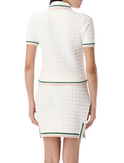 Casablanca Textured Cotton Polo Shirt With Contrast Collar In White