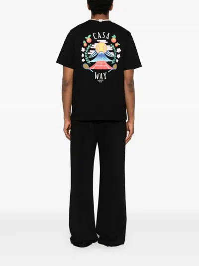 Casablanca Graphic Emblem T-shirt In Soft Organic Cotton In Black