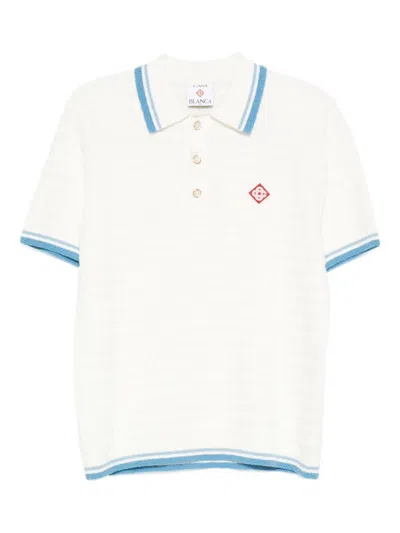 Casablanca White Shirt With Classic Collar And Chest Logo Patch In Cotton Man In White
