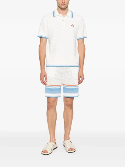 Casablanca White Shirt With Classic Collar And Chest Logo Patch In Cotton Man In White