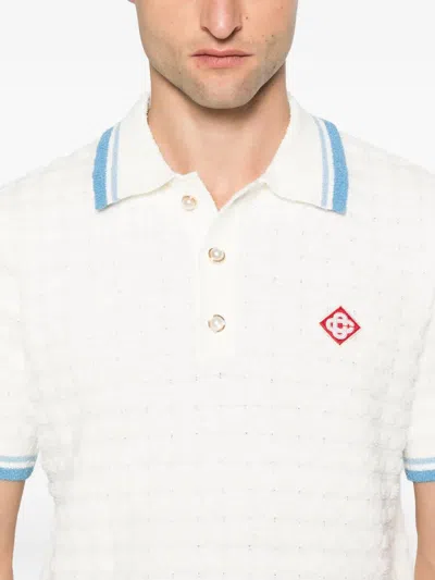 Casablanca White Shirt With Classic Collar And Chest Logo Patch In Cotton Man In White