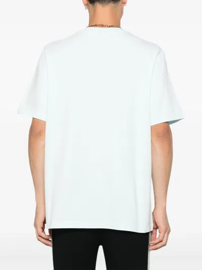 Casablanca Short-sleeved T-shirt In Light Blue Cotton With Graphic Print In Blue