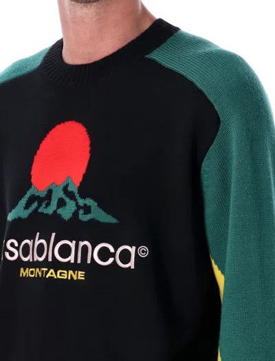 Casablanca Crewneck Merino Wool Jumper In Black