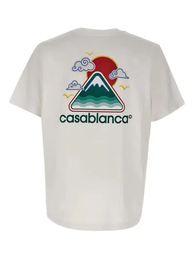 Casablanca Montagne Ondulée Logo-print Cotton-jersey T-shirt In White