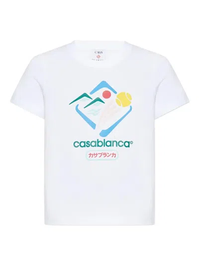 Casablanca Montagne Sportif Cropped T-shirt In White