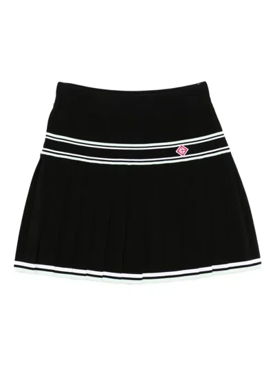 Casablanca Stripe Pleated Skirt In Black
