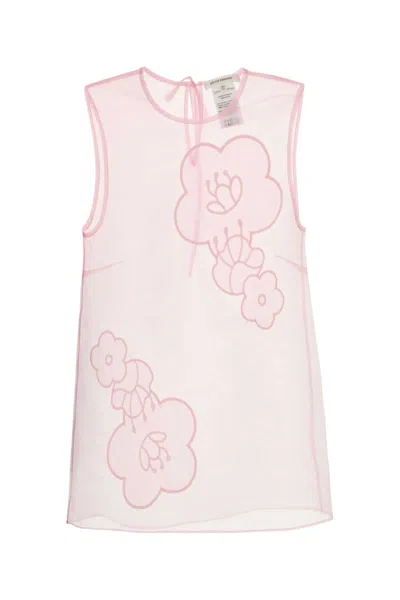 Cecilie Bahnsen Sheer Fabric Floral Embroidery Sleeveless Top In Pink