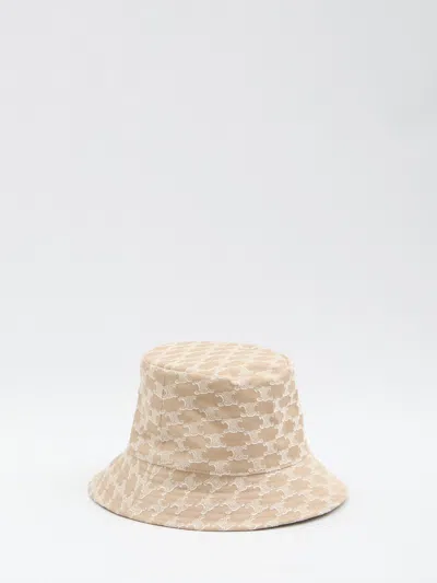 Celine Triomphe Bucket Hat In Neutral