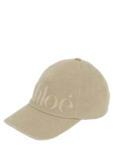 Chloé Cotton Cap Panelled Curved Brim In Neutral