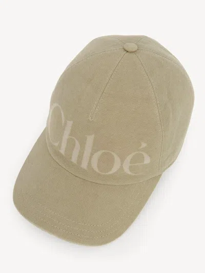 Chloé Cotton Cap Panelled Curved Brim In Neutral