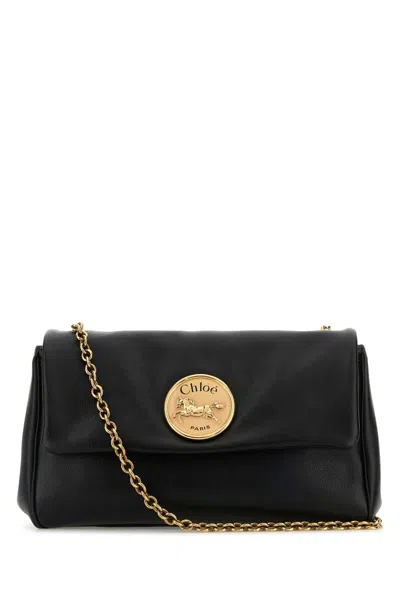 Chloé Black Leather Medium Heritage Shoulder Bag In Black
