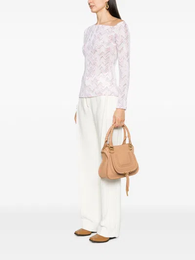 Chloé Marcie Small Leather Handbag In Nude