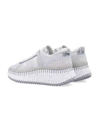 Chloé Hand-stitched Mesh Sneakers With Suede Inserts