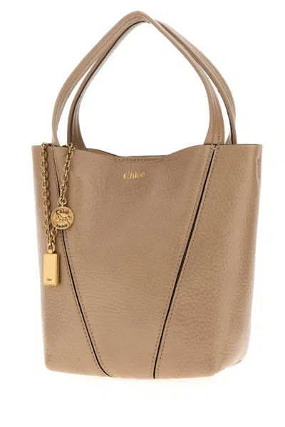 Chloé Cappuccino Leather Small Spin Shopping Bag