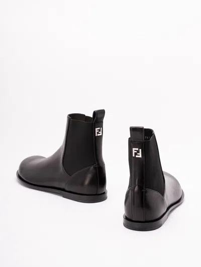 Fendi Ff Squared Chelsea Boots In Nappa Leather Shoes In Black