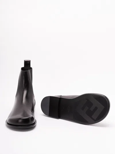 Fendi Ff Squared Chelsea Boots In Nappa Leather Shoes In Black