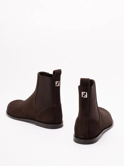 Fendi Elastic-panel Suede Boots In Multi