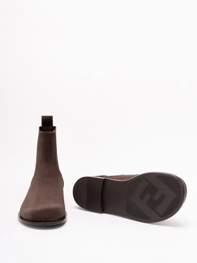Fendi Elastic-panel Suede Boots In Multi