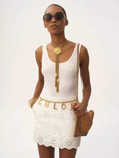 Chloé Tank Top In Cotton Jersey In White