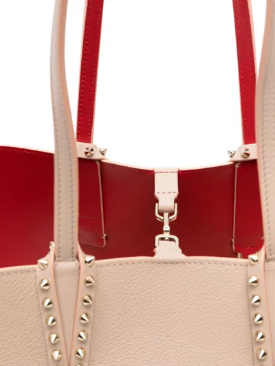 Christian Louboutin White Fabric Bag With Studs In Pink