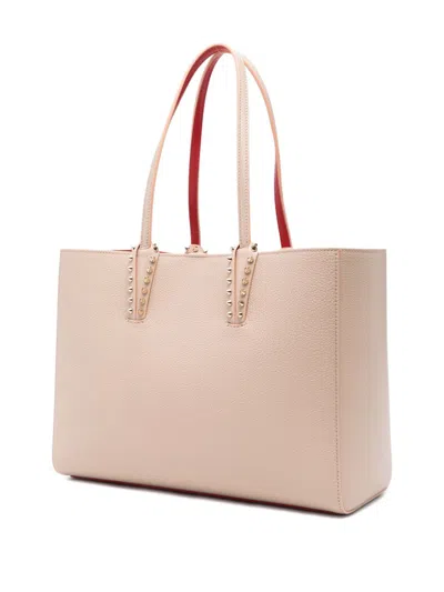 Christian Louboutin White Fabric Bag With Studs In Pink