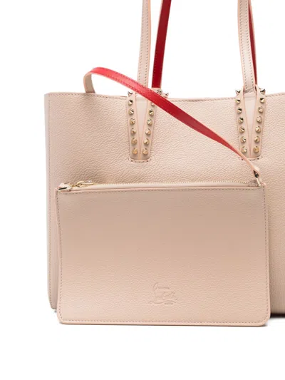 Christian Louboutin White Fabric Bag With Studs In Pink