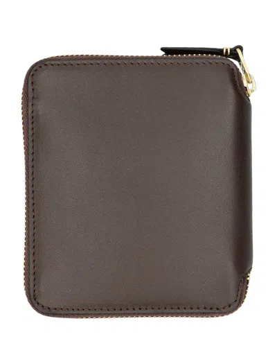 Comme Des Garçons Wallet Vertical Zip Around Wallet In Brown