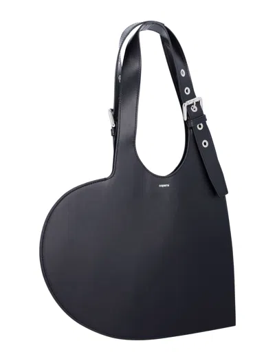 Coperni Heart Buckle Tote Bag With Belt In Black