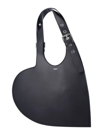 Coperni Heart Buckle Tote Bag With Belt In Black