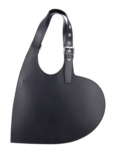 Coperni Heart Buckle Tote Bag With Belt In Black