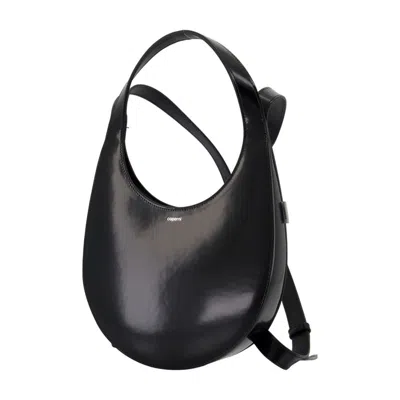 Coperni Swipe Glossy Finish Backpack With Adjustable Strap In Black