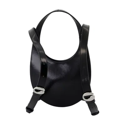 Coperni Swipe Glossy Finish Backpack With Adjustable Strap In Black