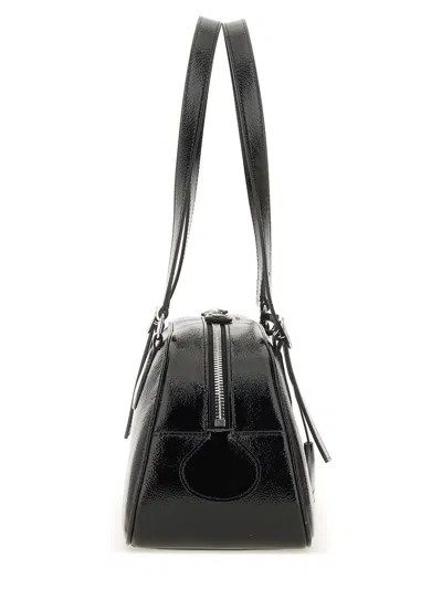 Courrèges Black Calf Leather Bos Taurus Shoulder Bag In Black