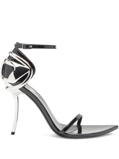 Diesel 100mm D-ten&half Metallic-accent Ankle-strap Pumps In Black