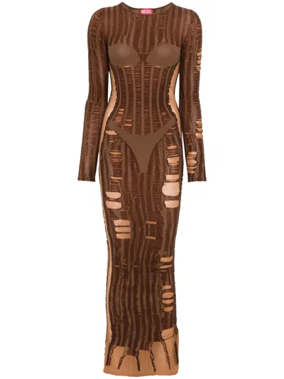 Diesel Long M-calimera Dress In Brown
