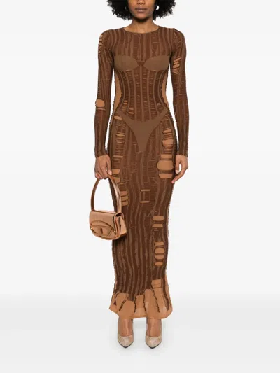 Diesel Long M-calimera Dress In Brown