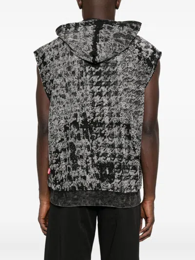 Diesel Hooded Sleeveless Blazer Kangaroo Pocket In Black