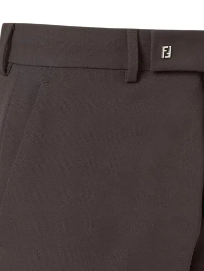 Fendi Tailored Trousers With Back Pockets And Belt Loops In Brown