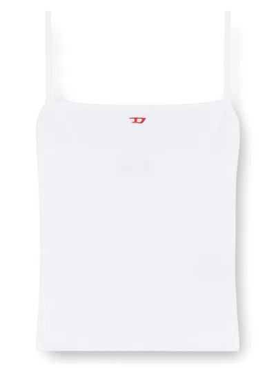 Diesel Stretch Cotton Jersey Logo Tank Top In White