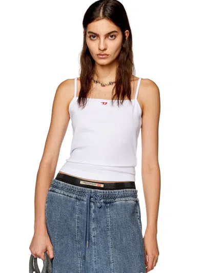 Diesel Stretch Cotton Jersey Logo Tank Top In White