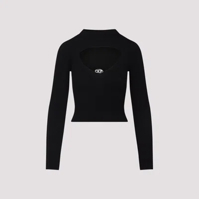 Diesel M-olina Ribbed Knit Cropped Top In Black